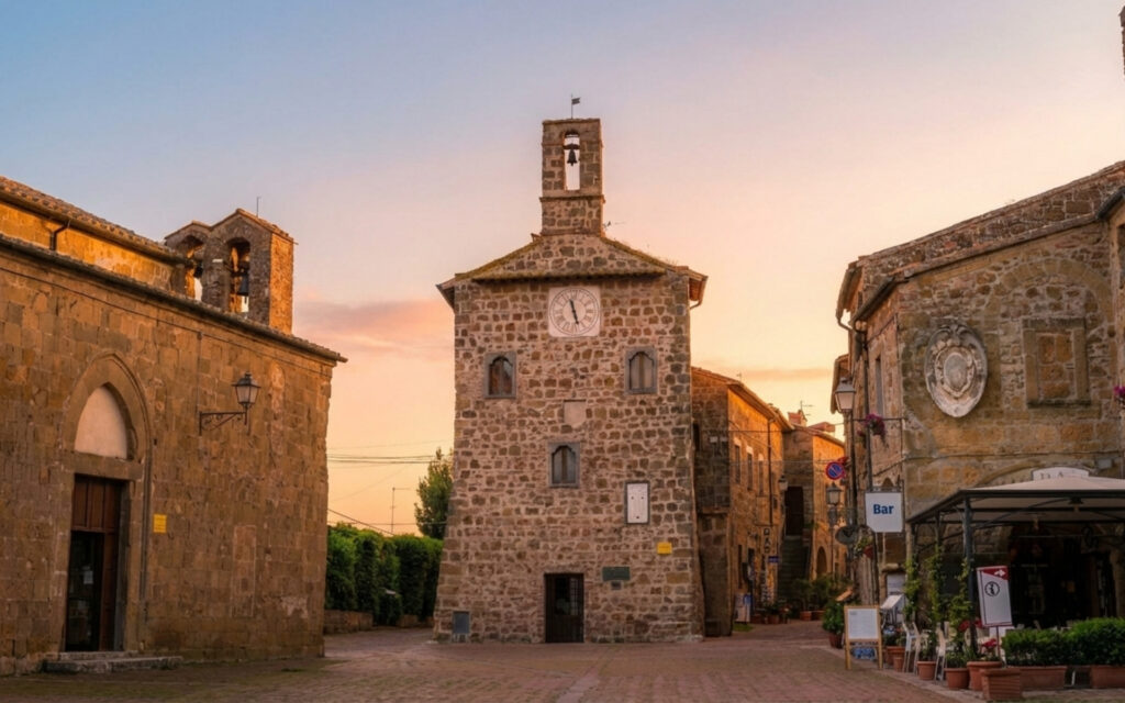 Piazza del Pretorio nel borgo medievale di Sovana