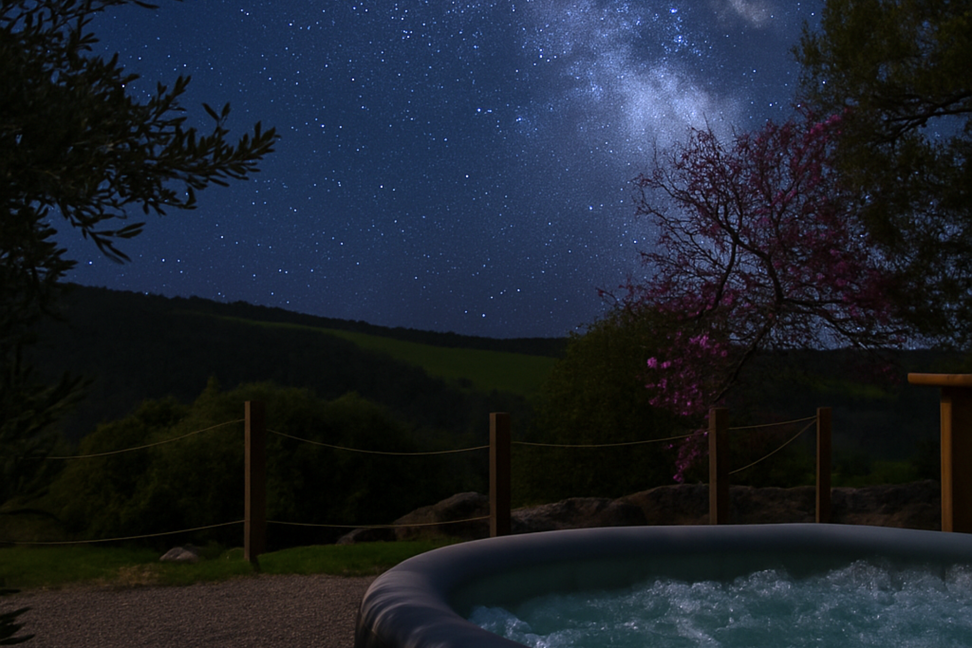 Jacuzzi privata sotto la Via Lattea nella notte di Saturnia, Glamping Seme di Carota